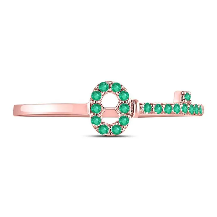 gndatlanta Rings 10kt Rose Gold Round Emerald Key Stackable Band Ring 15 Cttw