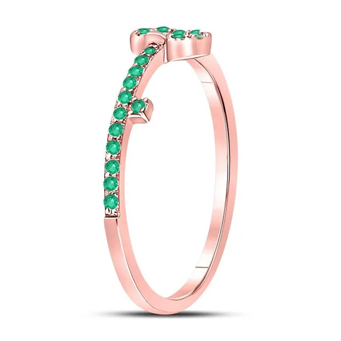 gndatlanta Rings 10kt Rose Gold Round Emerald Key Stackable Band Ring 15 Cttw