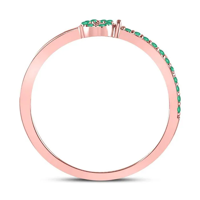gndatlanta Rings 10kt Rose Gold Round Emerald Key Stackable Band Ring 15 Cttw