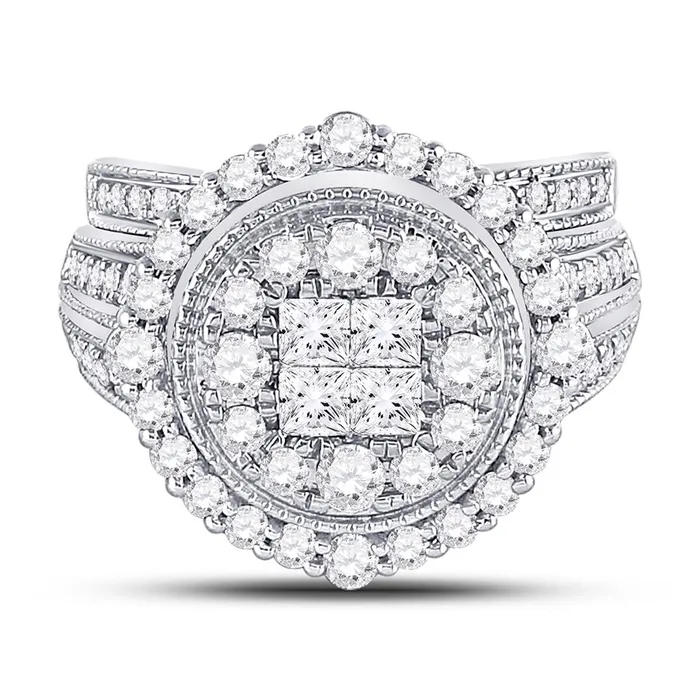 gndatlanta Rings 14k White Gold Princess Diamond Bridal Wedding Ring Set 2 Cttw