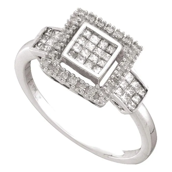 gndatlanta Rings 14k White Gold Princess Diamond Cluster Ring 13 Cttw