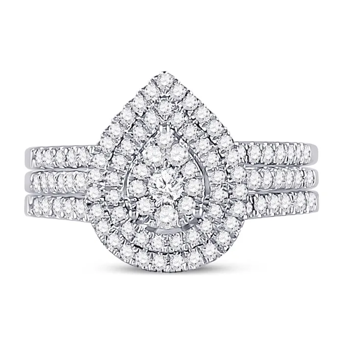 gndatlanta Rings 14k White Gold Round Diamond Bridal Wedding Ring Set 34 Cttw
