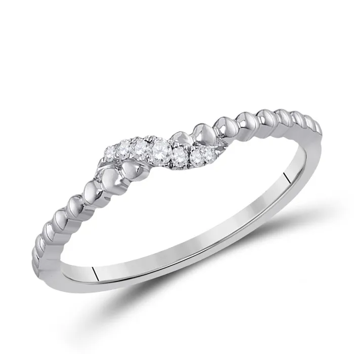 gndatlanta Rings 14k White Gold Round Diamond Crossover Stackable Band Ring 120 Cttw