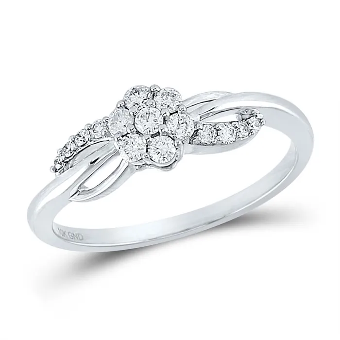 gndatlanta Rings 14k White Gold Round Diamond Flower Cluster Infinity Ring 14 Cttw