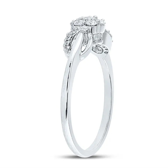 gndatlanta Rings 14k White Gold Round Diamond Flower Cluster Infinity Ring 14 Cttw