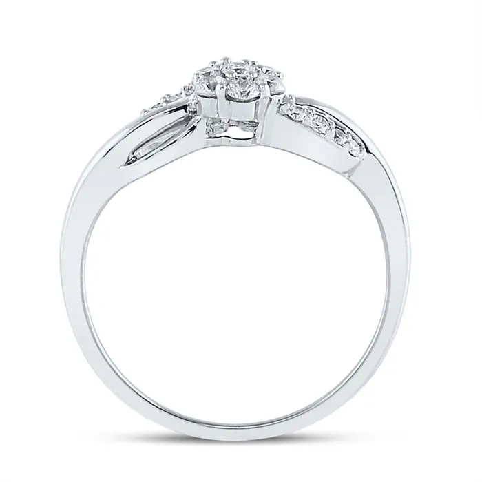 gndatlanta Rings 14k White Gold Round Diamond Flower Cluster Infinity Ring 14 Cttw