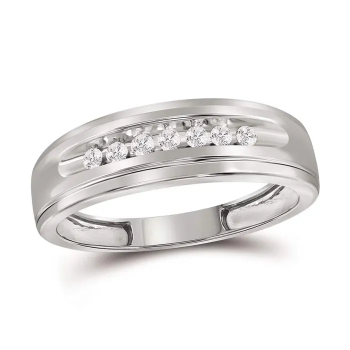 gndatlanta Rings 14k White Gold Round Diamond Wedding Band Ring 16 Cttw