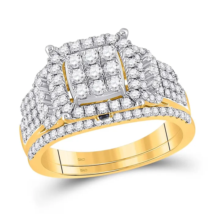 gndatlanta Rings 14k Yellow Gold Round Diamond Bridal Wedding Ring Set 1 Cttw