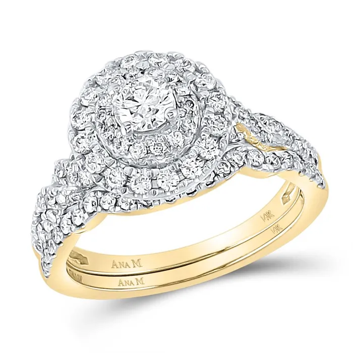 gndatlanta Rings 14k Yellow Gold Round Diamond Bridal Wedding Ring Set 1 Cttw Certified