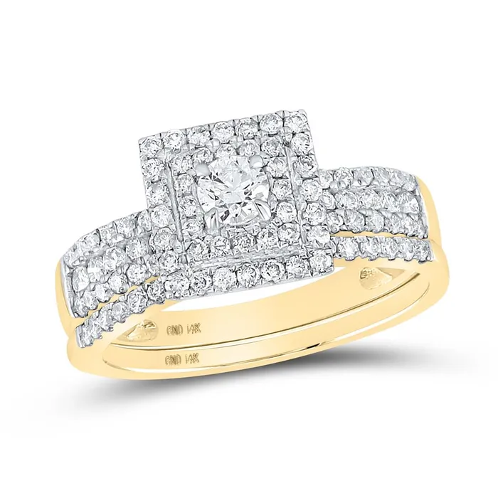 gndatlanta Rings 14k Yellow Gold Round Diamond Bridal Wedding Ring Set 78 Cttw