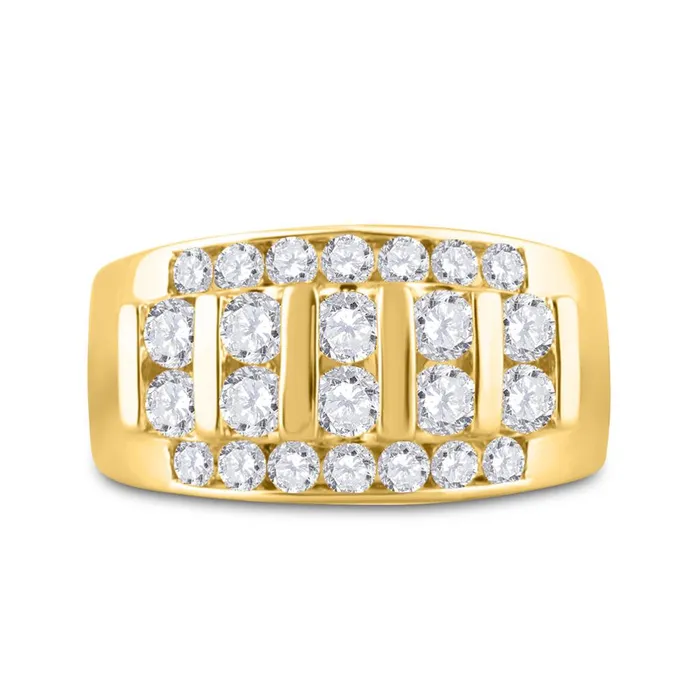 gndatlanta Rings 14k Yellow Gold Round Diamond Wedding Channel Set Band Ring 2 Cttw