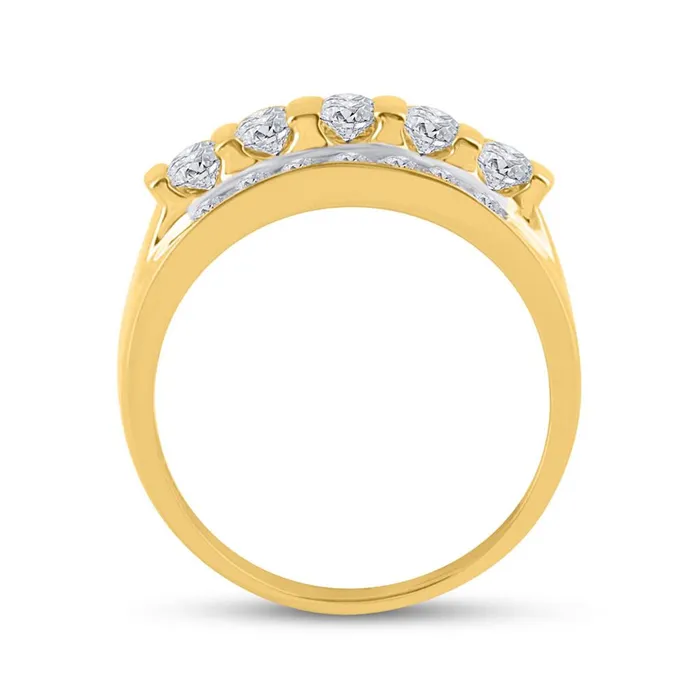 gndatlanta Rings 14k Yellow Gold Round Diamond Wedding Channel Set Band Ring 2 Cttw