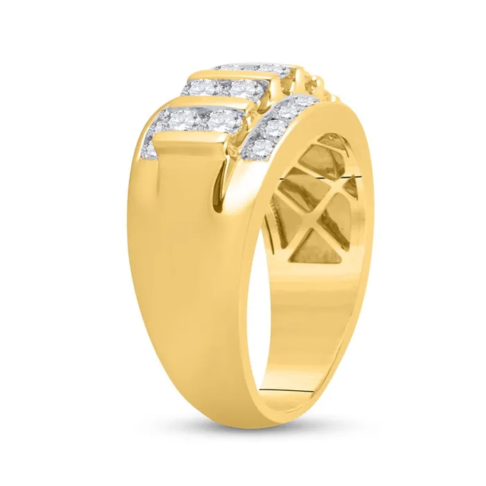 gndatlanta Rings 14k Yellow Gold Round Diamond Wedding Channel Set Band Ring 2 Cttw