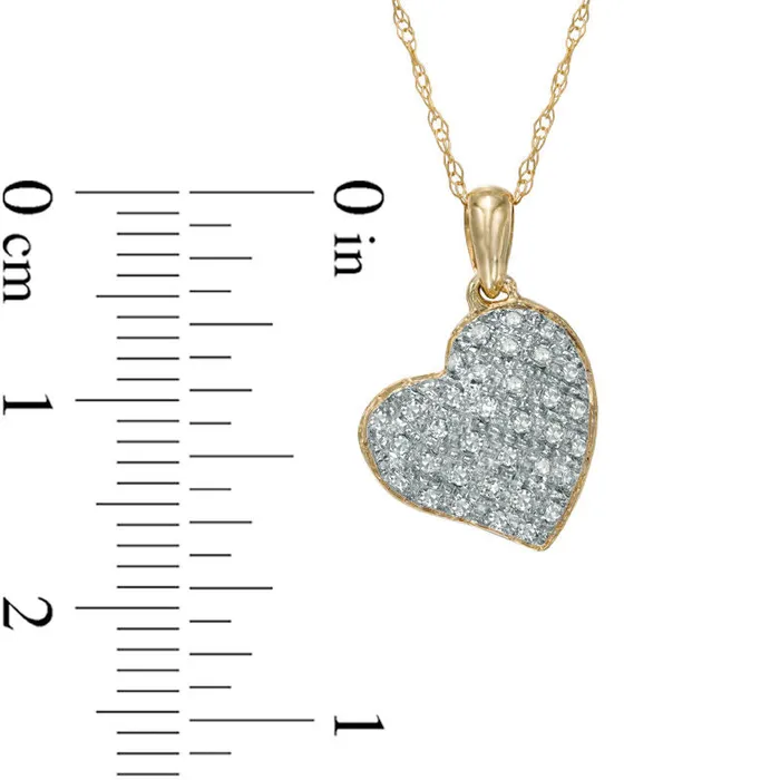 Goldia 013 CT TW Natural Diamond Tilted Puffed Heart Pendant in 10K Yellow Gold Necklaces Goldia 013 CT TW Natural Diamond Tilted Puffed Heart Pendant in 10K Yellow Gold Necklaces