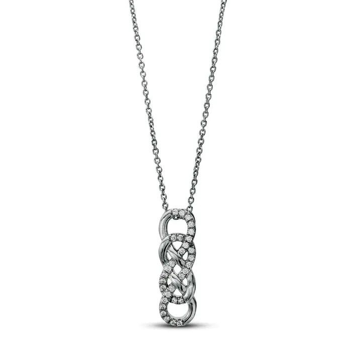 Goldia 017 CT TW Natural Diamond Double Infinity Knot Vertical Drop Pendant in Sterling Silver Necklaces Goldia 017 CT TW Natural Diamond Double Infinity Knot Vertical Drop Pendant in Sterling Silver Necklaces
