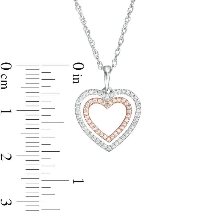 Goldia 025 CT TW Natural Diamond Double Heart Pendant in Sterling Silver and 10K Rose Gold Necklaces Goldia 025 CT TW Natural Diamond Double Heart Pendant in Sterling Silver and 10K Rose Gold Necklaces