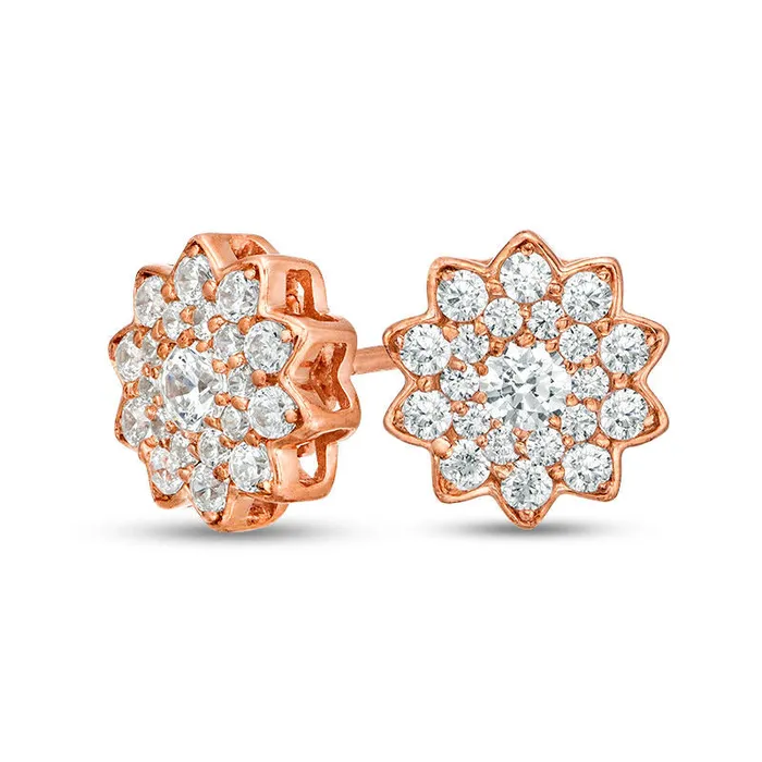 Goldia 05 CT TW Diamond Flower Stud Earrings in 10K Rose Gold Earrings