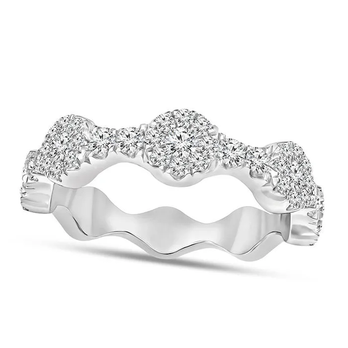 Goldia 050 CT TW Natural Diamond Frame Stackable Band in Solid 10K White Gold Rings
