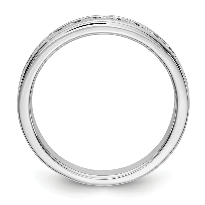 Goldia 055ct CZ Solid Real 14K White Gold 11Stone Channel Wedding Band Ring Rings