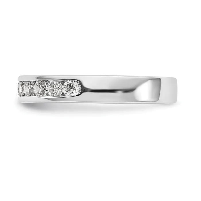 Goldia 055ct CZ Solid Real 14K White Gold 11Stone Channel Wedding Band Ring Rings