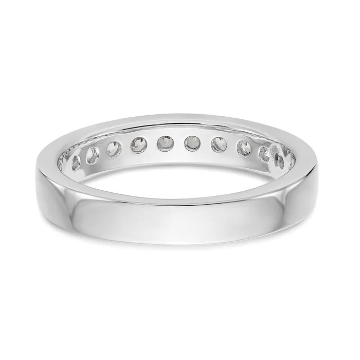 Goldia 055ct CZ Solid Real 14K White Gold 11Stone Channel Wedding Band Ring Rings