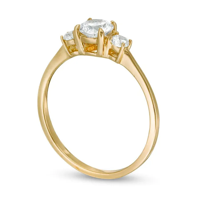 Goldia 063 CT TW Natural Diamond Three Stone Engagement Ring in Solid 14K Gold Rings Goldia 063 CT TW Natural Diamond Three Stone Engagement Ring in Solid 14K Gold Rings