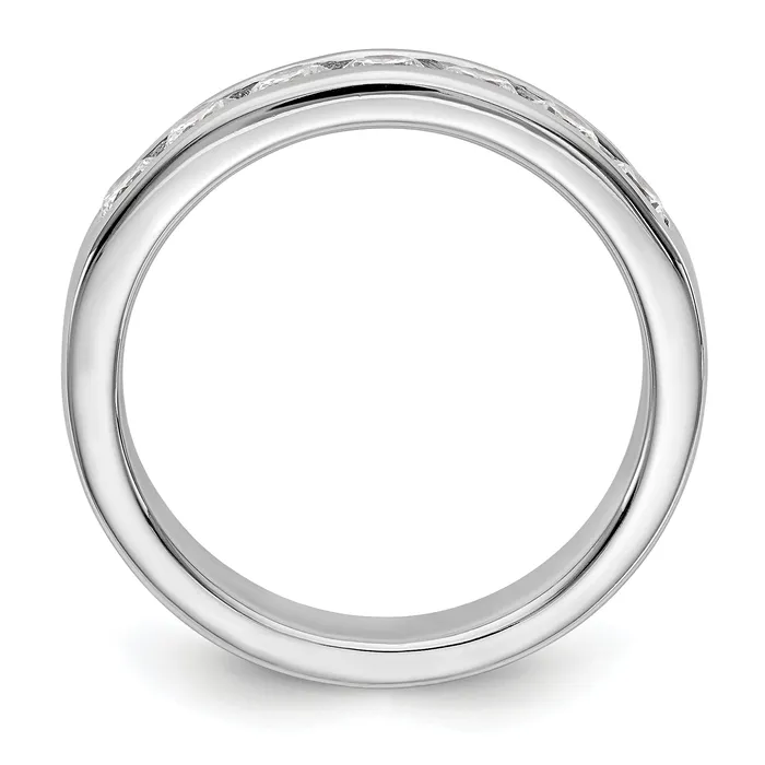 Goldia 072ct CZ Solid Real 14K White Gold 7Stone Channel Wedding Band Ring Rings