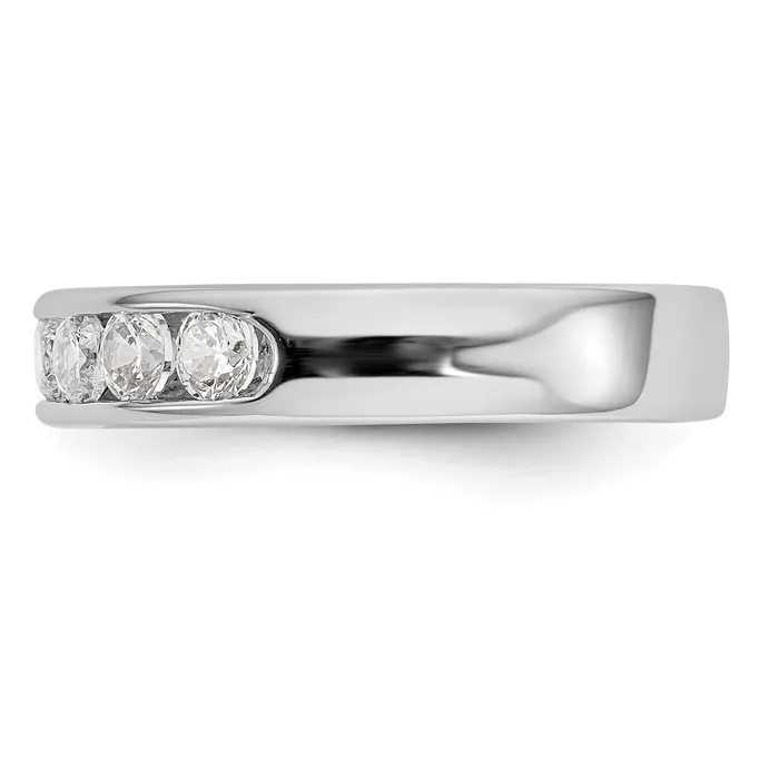 Goldia 072ct CZ Solid Real 14K White Gold 7Stone Channel Wedding Band Ring Rings
