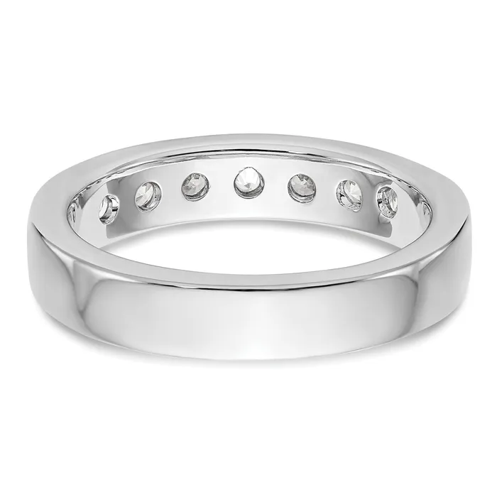 Goldia 072ct CZ Solid Real 14K White Gold 7Stone Channel Wedding Band Ring Rings