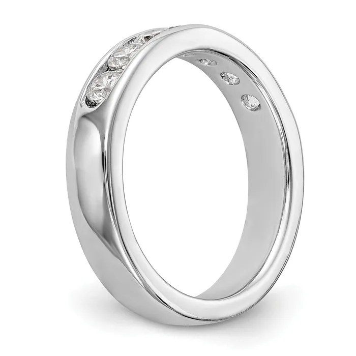 Goldia 072ct CZ Solid Real 14K White Gold 7Stone Channel Wedding Band Ring Rings