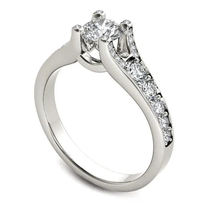 Goldia 075 CT TW Natural Diamond Engagement Ring in Solid 14K White Gold Rings Goldia 075 CT TW Natural Diamond Engagement Ring in Solid 14K White Gold Rings