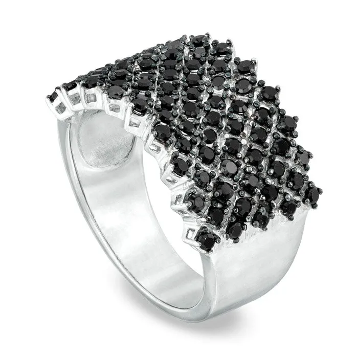Goldia 10 CT TW Enhanced Black Natural Diamond MultiRow Band in Sterling Silver Rings Goldia 10 CT TW Enhanced Black Natural Diamond MultiRow Band in Sterling Silver Rings