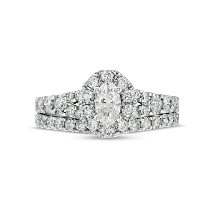 Goldia 15 CT TW Oval Natural Diamond Frame Split Shank Bridal Engagement Ring Set in Solid 10K White Gold Rings Goldia 15 CT TW Oval Natural Diamond Frame Split Shank Bridal Engagement Ring Set in Solid 10K White Gold Rings