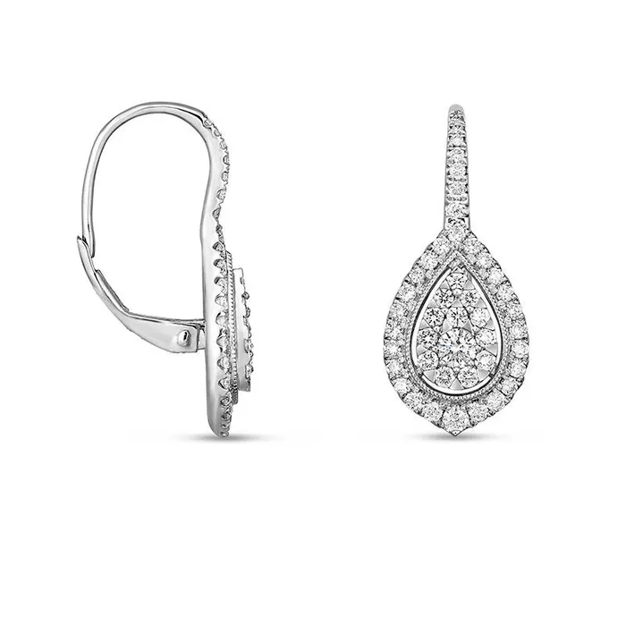 Goldia 1 CT TW Diamond Teardrop Frame VintageStyle Drop Earrings in 14K White Gold Earrings