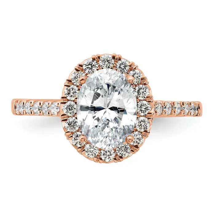 Goldia 14k Rose Gold 12 Ct Lab Grown Diamond VSSI G 1 12 Ct Center Oval Halo Engagement Ring Rings