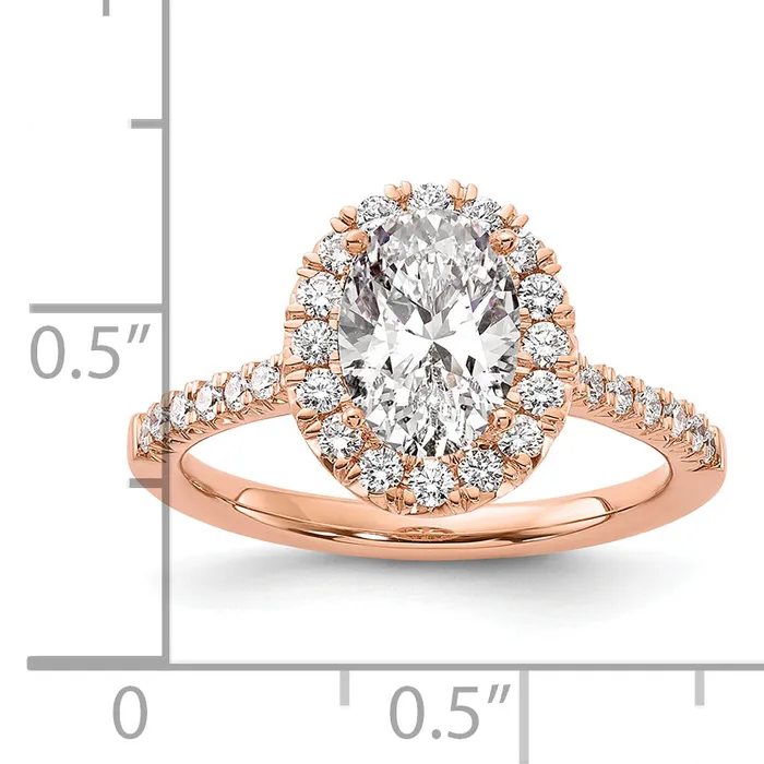 Goldia 14k Rose Gold 12 Ct Lab Grown Diamond VSSI G 1 12 Ct Center Oval Halo Engagement Ring Rings
