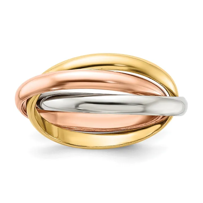 Goldia 14k Tricolor Gold Polished Rolling Ring Rings