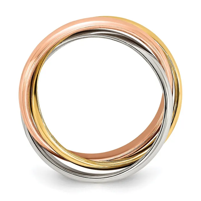 Goldia 14k Tricolor Gold Polished Rolling Ring Rings