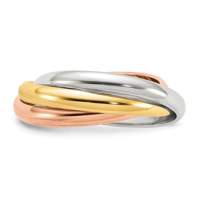 Goldia 14k Tricolor Gold Polished Rolling Ring Rings