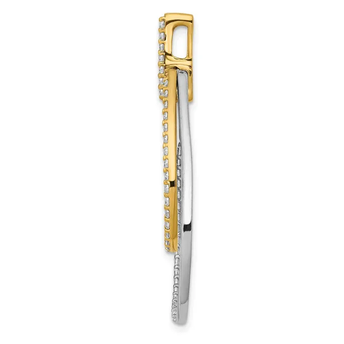 Goldia 14k TwoTone Gold Polished 12ct Real Diamond Double Teardrop Pendant Rings