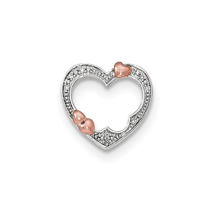 Goldia 14k TwoTone Gold Real Diamond Hearts Chain Slide Rings