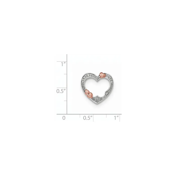 Goldia 14k TwoTone Gold Real Diamond Hearts Chain Slide Rings