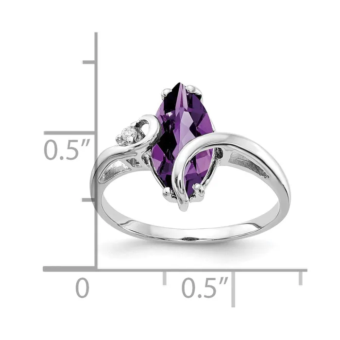 Goldia 14k White Gold 12x6mm Marquise Amethyst A Real Diamond ring Rings