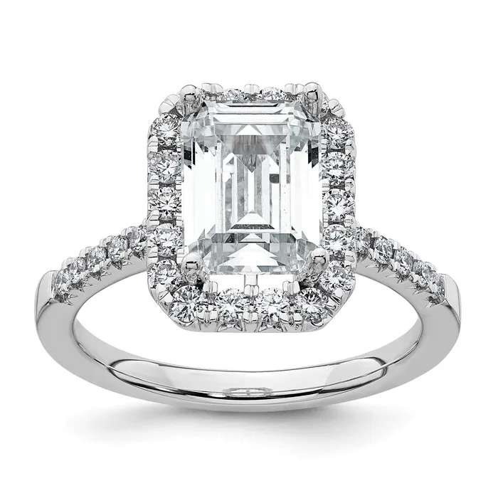 Goldia 14k White Gold 14kw Lab Grown VSSI G Diamond Emerald Halo Semimount Engagement Ring Rings Goldia 14k White Gold 14kw Lab Grown VSSI G Diamond Emerald Halo Semimount Engagement Ring Rings