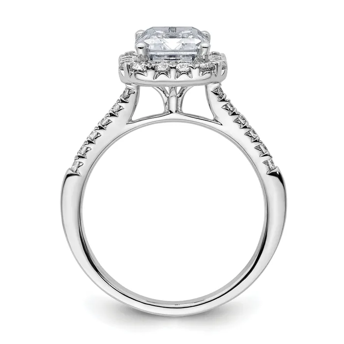 Goldia 14k White Gold 14kw Lab Grown VSSI G Diamond Emerald Halo Semimount Engagement Ring Rings