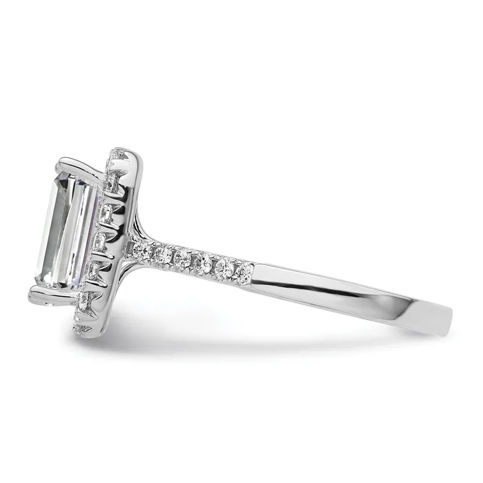Goldia 14k White Gold 14kw Lab Grown VSSI G Diamond Emerald Halo Semimount Engagement Ring Rings