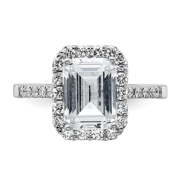 Goldia 14k White Gold 14kw Lab Grown VSSI G Diamond Emerald Halo Semimount Engagement Ring Rings