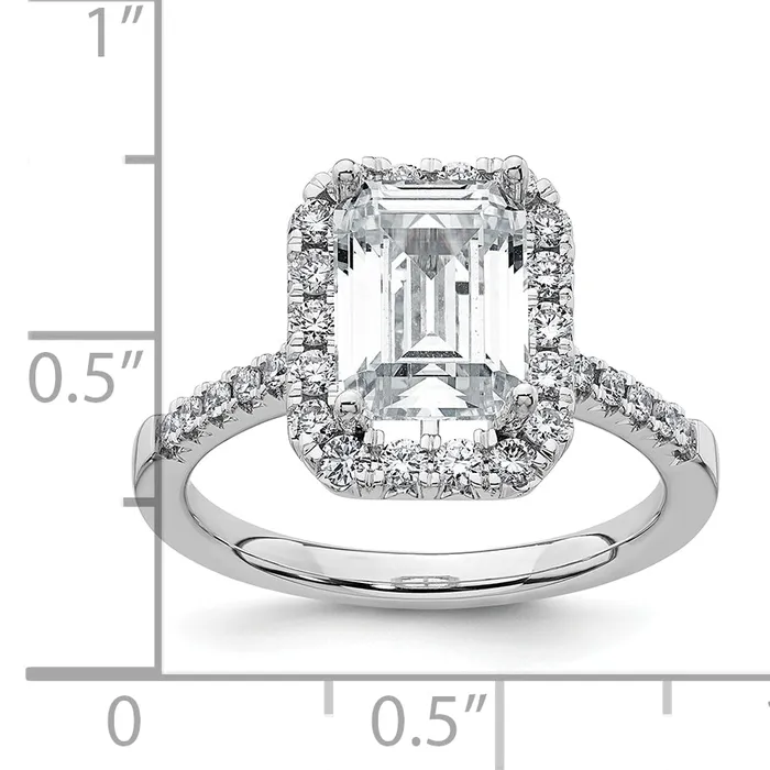 Goldia 14k White Gold 14kw Lab Grown VSSI G Diamond Emerald Halo Semimount Engagement Ring Rings