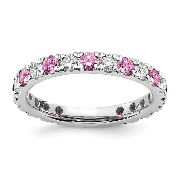 Goldia 14k White Gold 78 Ct Lab Grown Diamond VSSI G and Lab Created Pink Sapphire Eternity Band Ring Rings Goldia 14k White Gold 78 Ct Lab Grown Diamond VSSI G and Lab Created Pink Sapphire Eternity Band Ring Rings