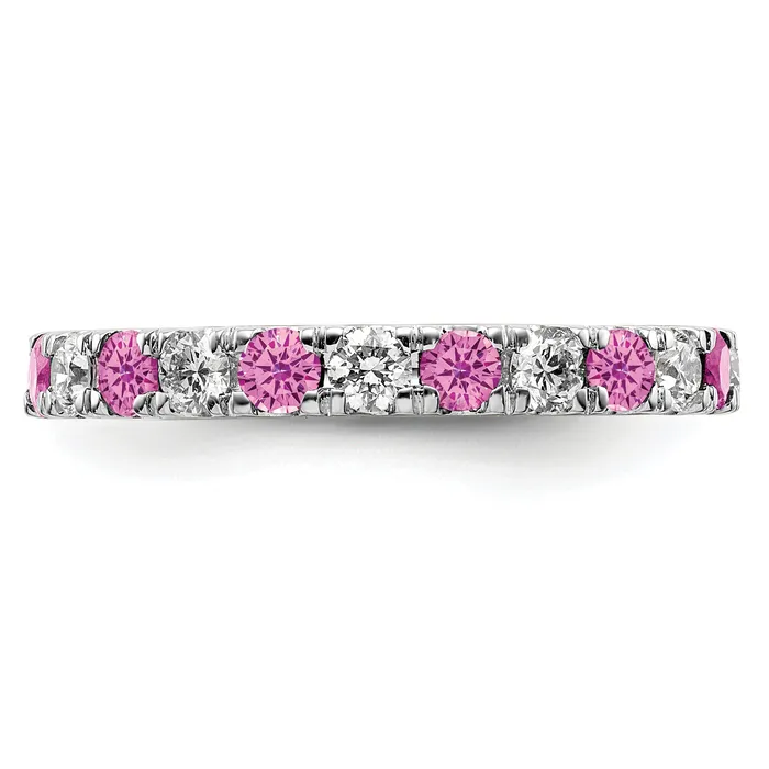 Goldia 14k White Gold 78 Ct Lab Grown Diamond VSSI G and Lab Created Pink Sapphire Eternity Band Ring Rings